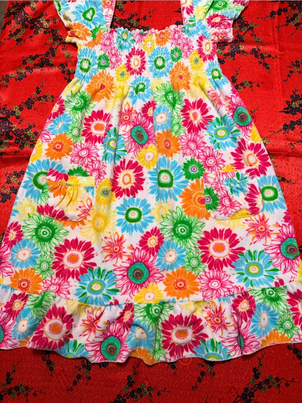 Girls' Multicolor Floral Ruffled One-Piece Dress